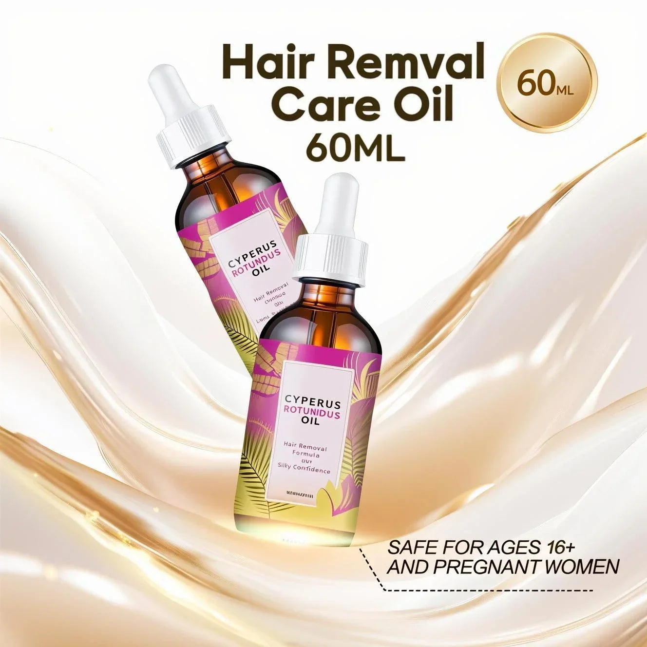Natural Hair Removal Oil 60ml – Jojoba & Almond Gentle Formula for Smooth Skin