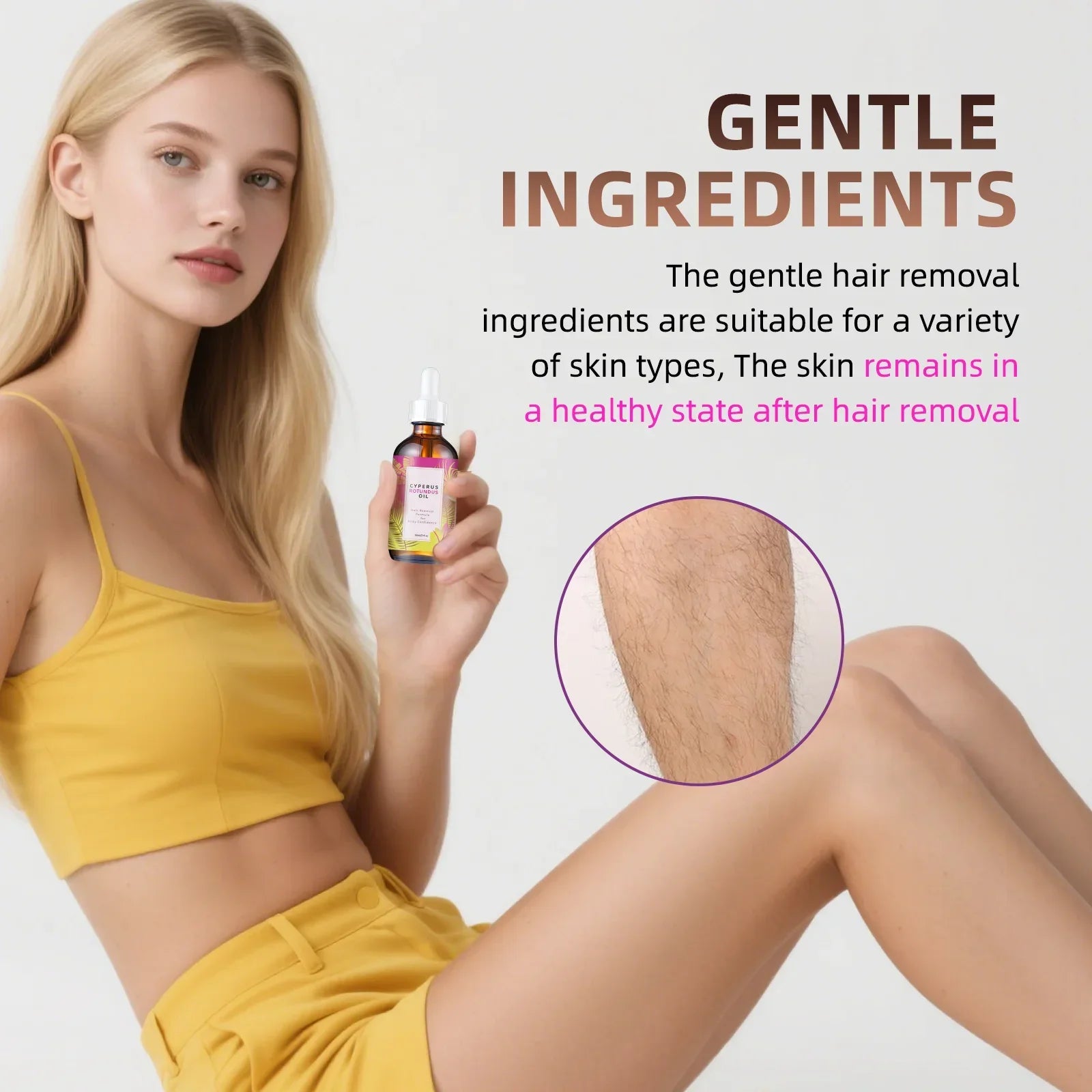 Natural Hair Removal Oil 60ml – Jojoba & Almond Gentle Formula for Smooth Skin